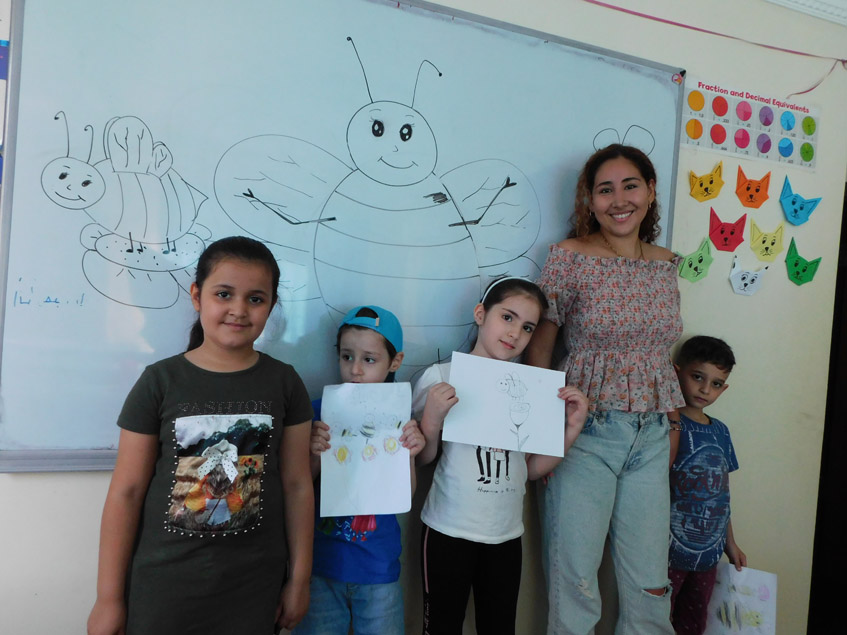 Art session with Miss. Rama for the kids and our guest Jude. Quilling art for the girls with Miss. Roaa.