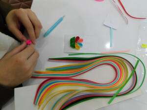 Art session with Miss. Rama for the kids and our guest Jude. Quilling art for the girls with Miss. Roaa.