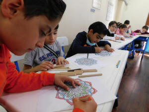 Art session with Miss. Rama for the kids and our guest Jude. Quilling art for the girls with Miss. Roaa.