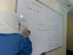 Computer skills with Mr. Hiba, Arabic session with Miss Razan and Mrs Riham, Turkish session with Miss Hümeyra, and English session with Mrs Rima.