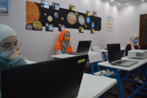 Computer skills with Mr. Hiba, Arabic session with Miss Razan and Mrs Riham, Turkish session with Miss Hümeyra, and English session with Mrs Rima.