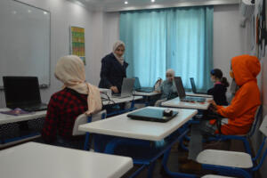 Computer skills with Mr. Hiba, Arabic session with Miss Razan and Mrs Riham, Turkish session with Miss Hümeyra, and English session with Mrs Rima.